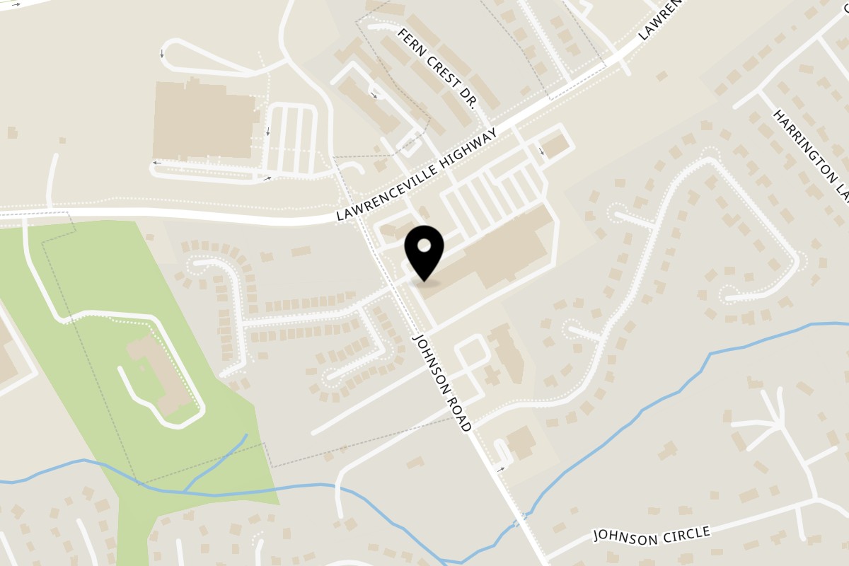 Map showing the location of Back In Thyme-A taste of the Caribbean on 1154 Lawrenceville Hwy Ste 212 in Lawrenceville